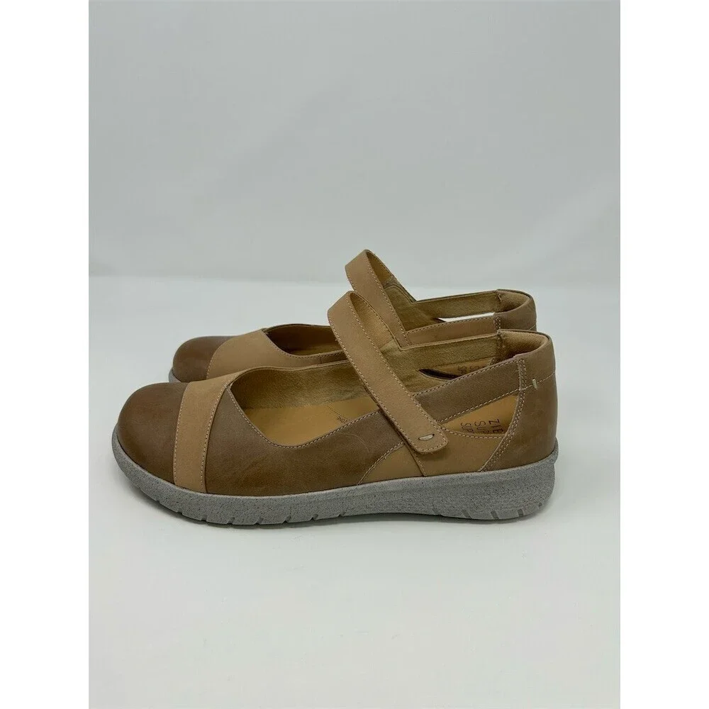 Ziera Super Support Mary Jane Comfort Flats Womens Brown Hook & Loop Strap 41 XF